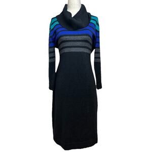 Vintage Y2K Connected Womens Striped Sweater Dress Size M Cowl Neck Goth‎ Grunge